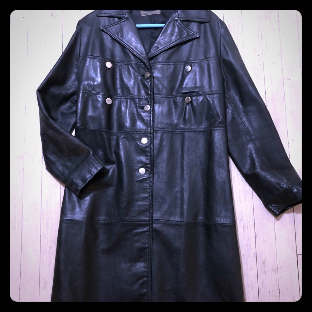 Women’s black leather coat